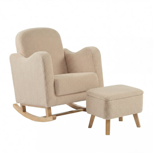 Bebe & Beyond Soother Nursing Chair + Stool – Boucle Collection Oat