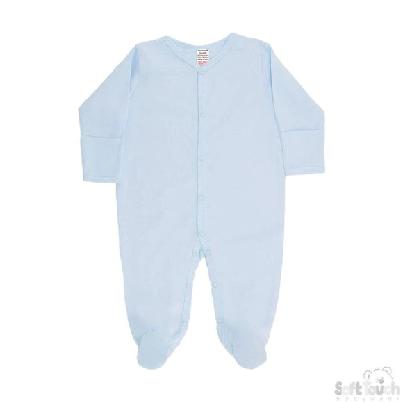 Soft Touch Plain Blue SleepSuit (0-3 Months)