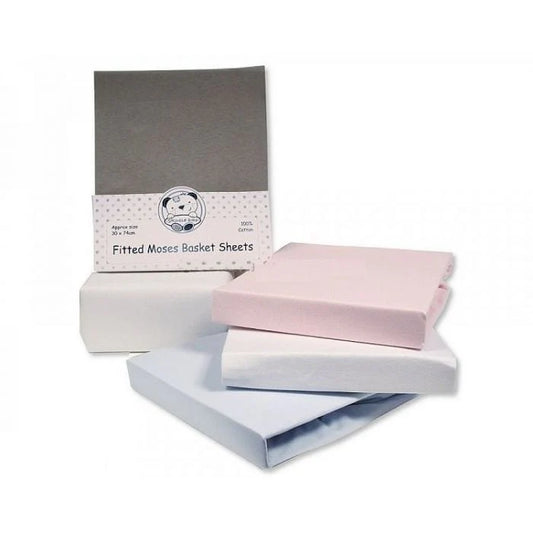 Snuggle Baby Fitted Moses Sheets Pack of 2 - 3 Colours