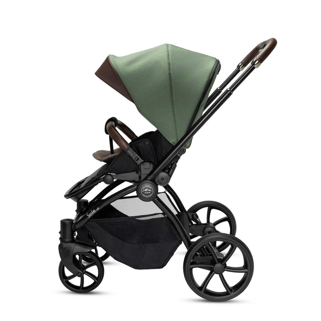Noordi Sole V3 - 3in1 Travel System with ThermoCot Carrycot + Terra i-Size Car Seat, Woodland Green