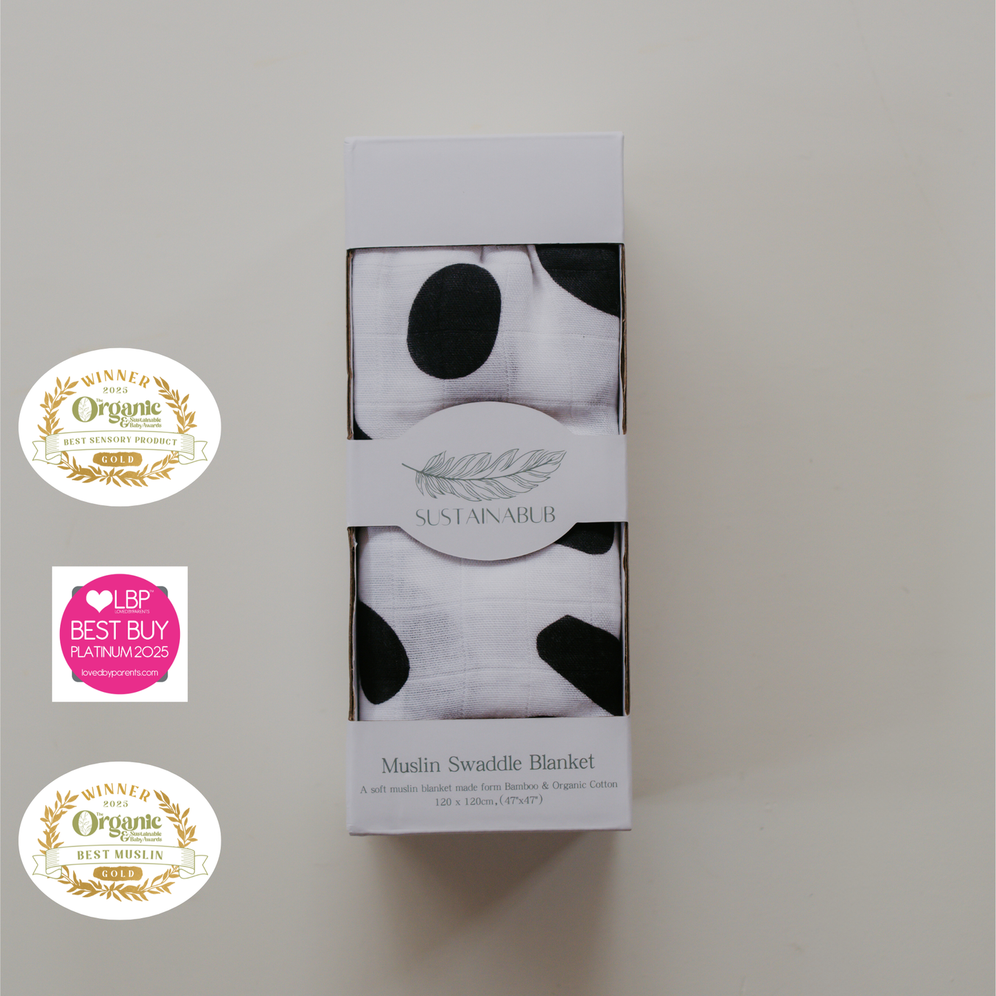 Spot Print Baby Muslin Swaddle - (120x120cm)
