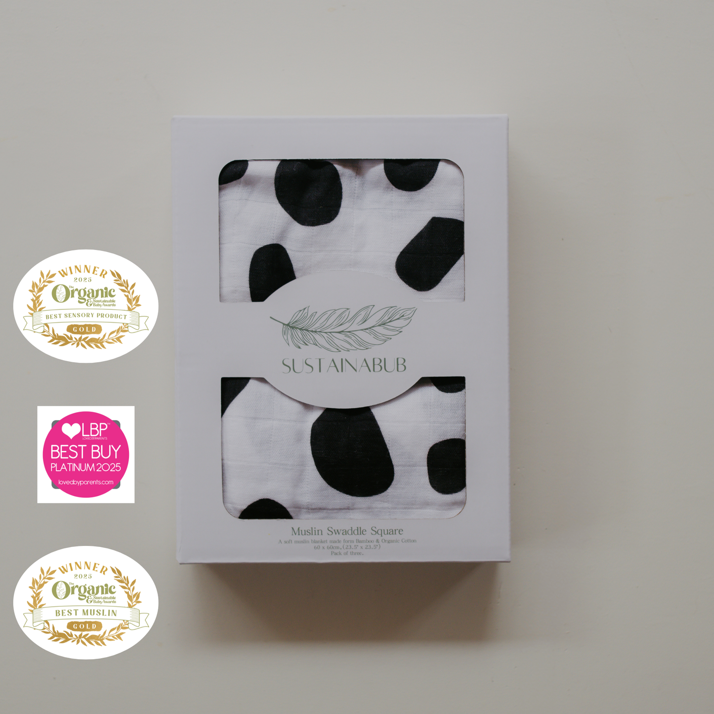 Spot Print Baby Muslins - Pack of Three (60x60cm)