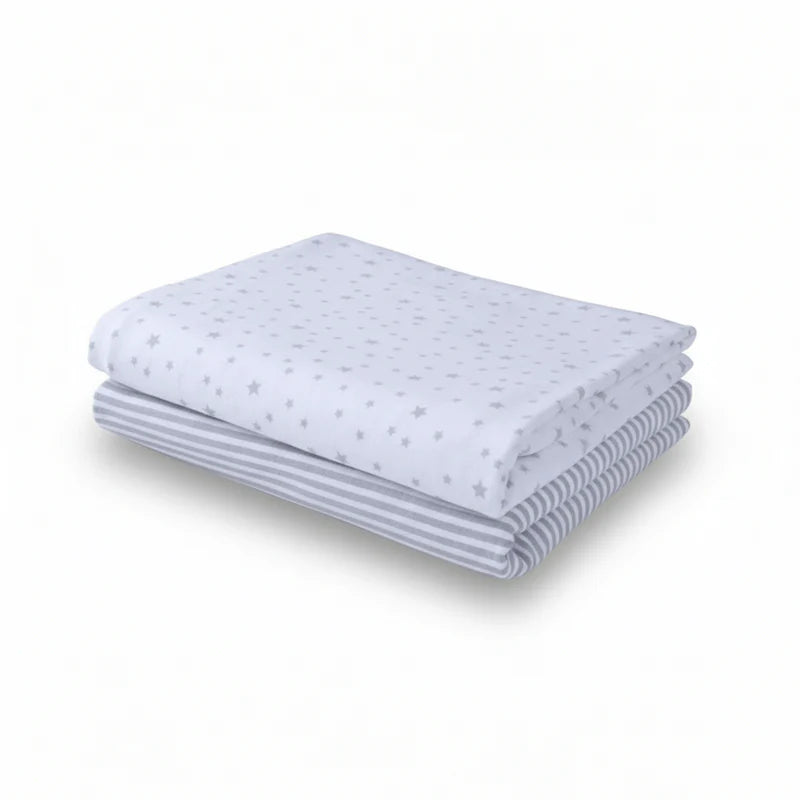 Clair-de-lune Stars & Stripes 2 Pack Fitted Pram/Crib Sheets - 90 x 40 cm