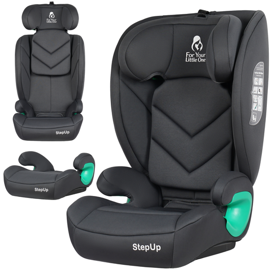 For Your Little One Stepup I-Size Belted 2/3 Car Seat Booster Seat - Slate Mist (4-12 Years)-Grade A Return