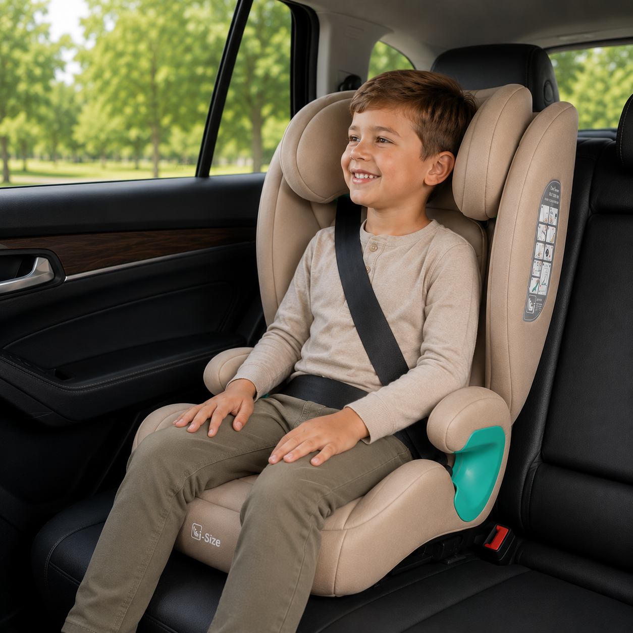 For Your Little One Stepup I-Size Isofix 2/3 Car Seat Booster Seat - Latte Beige (4-12 Years)