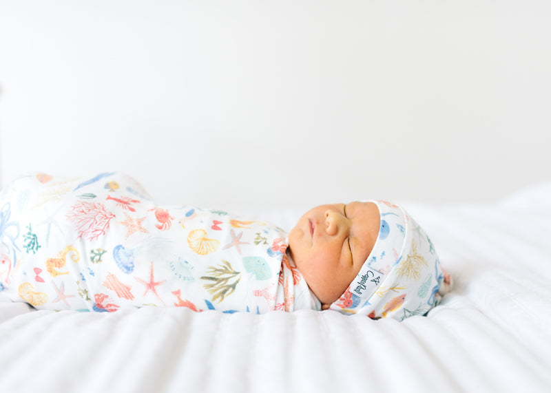 Copper Pearl Knitted Swaddle Blanket Nautical