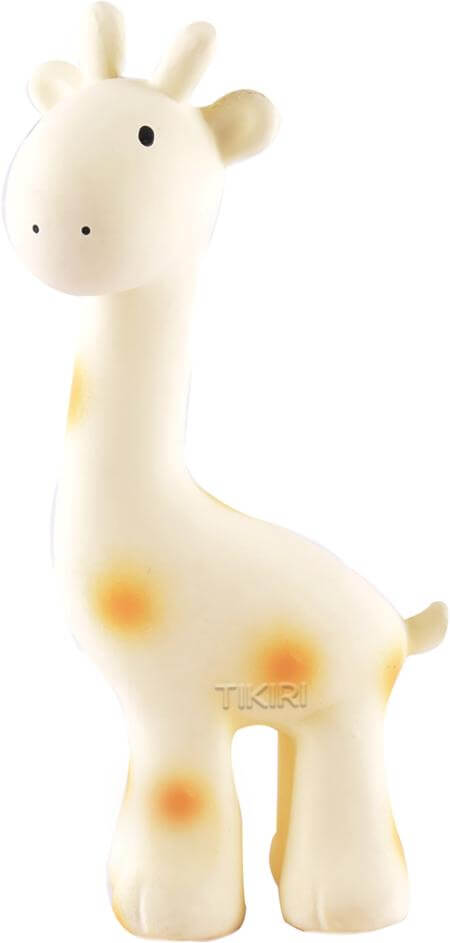 Rainbow Design Giraffe - Natural Rubber Teether Rattle & Bath Toy