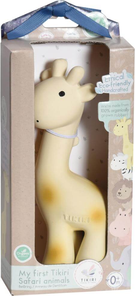 Rainbow Design Giraffe - Natural Rubber Teether Rattle & Bath Toy