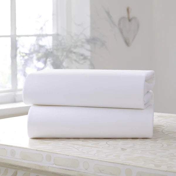 Clair-de-lune 2 Pack Cotton Fitted Pram/Crib Sheets - 90 x 40 cm 2 Colours