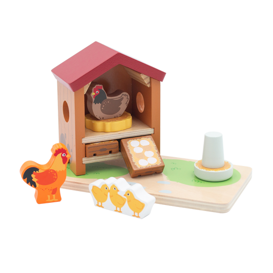 Jumini Wooden Chicken Coop Farm Set with Hens