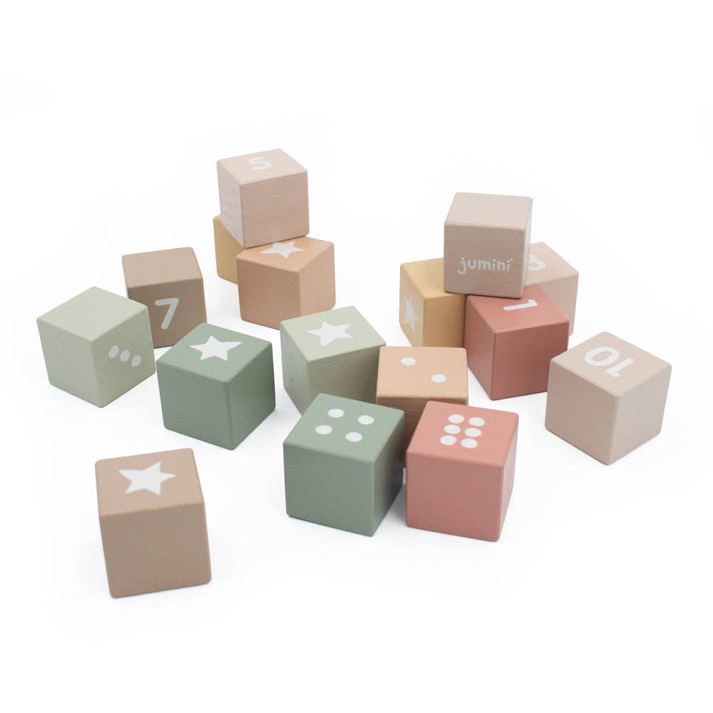 Jumini Wooden Number Block Set - Montessori Stacking and Number Toy