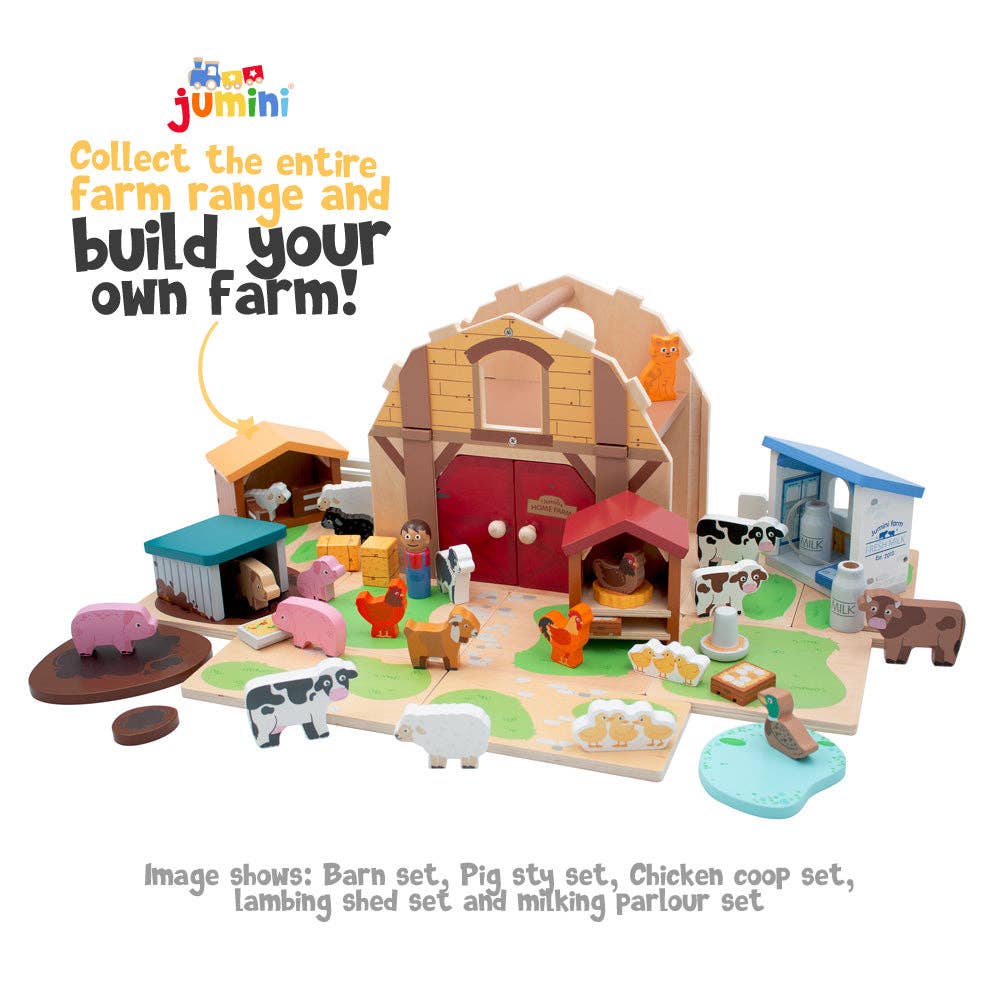 Jumini Wooden Chicken Coop Farm Set with Hens