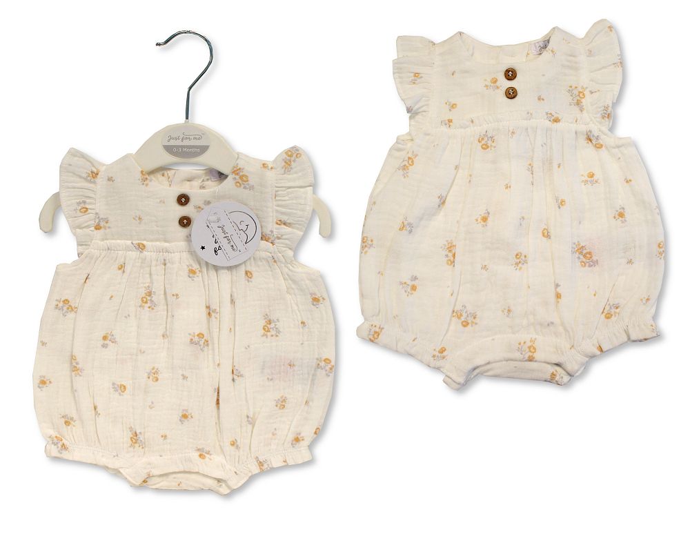 Just For Me Baby Girls Cotton Romper - Flowers