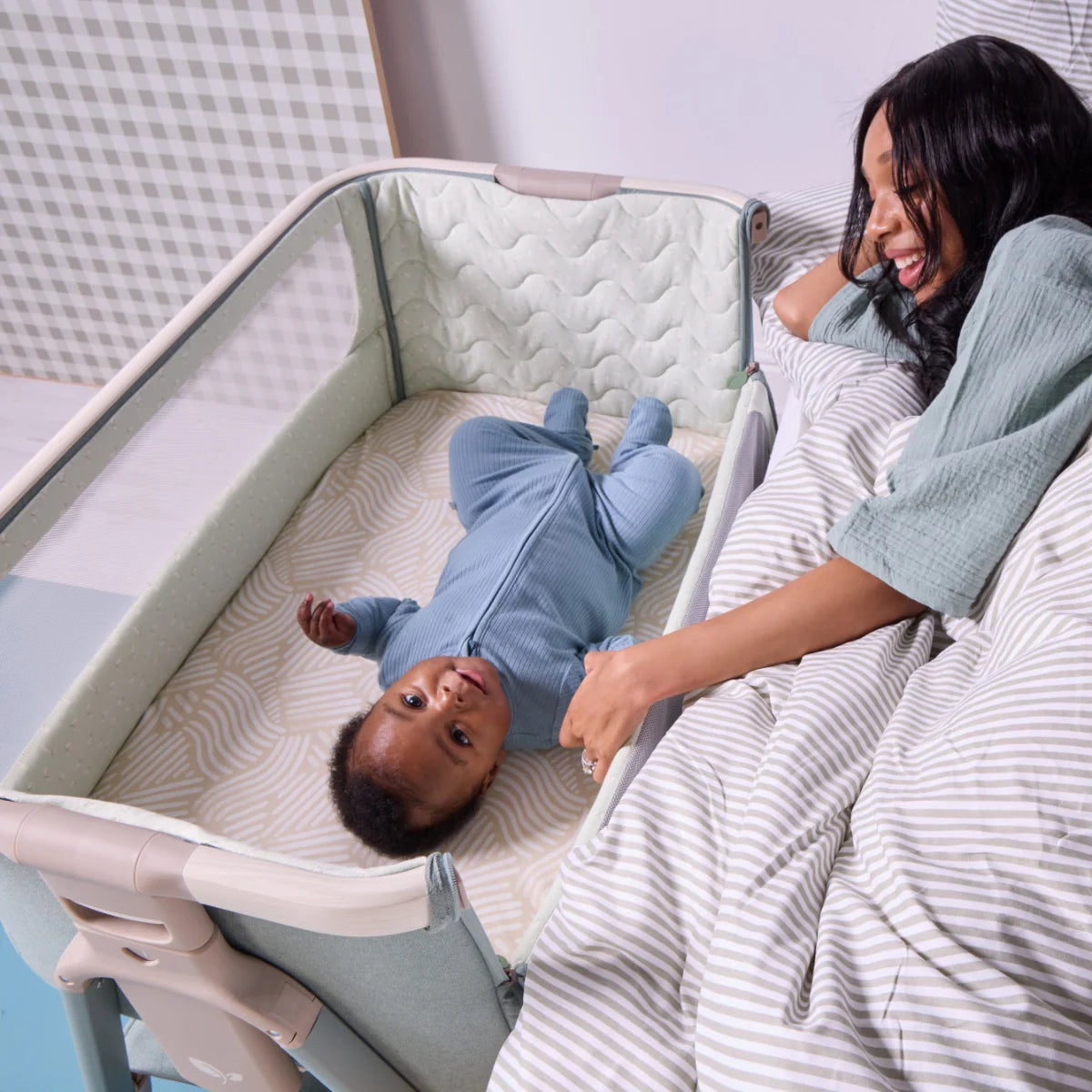 Tutti Bambini CoZee Air 2 Bedside Crib Whitewash Kelp