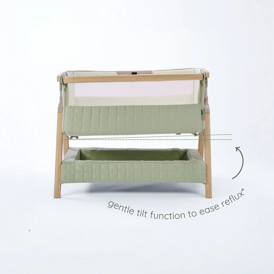 Tutti Bambini Cozee Sense Bedside Crib Drifted Oak and Eucalyptus