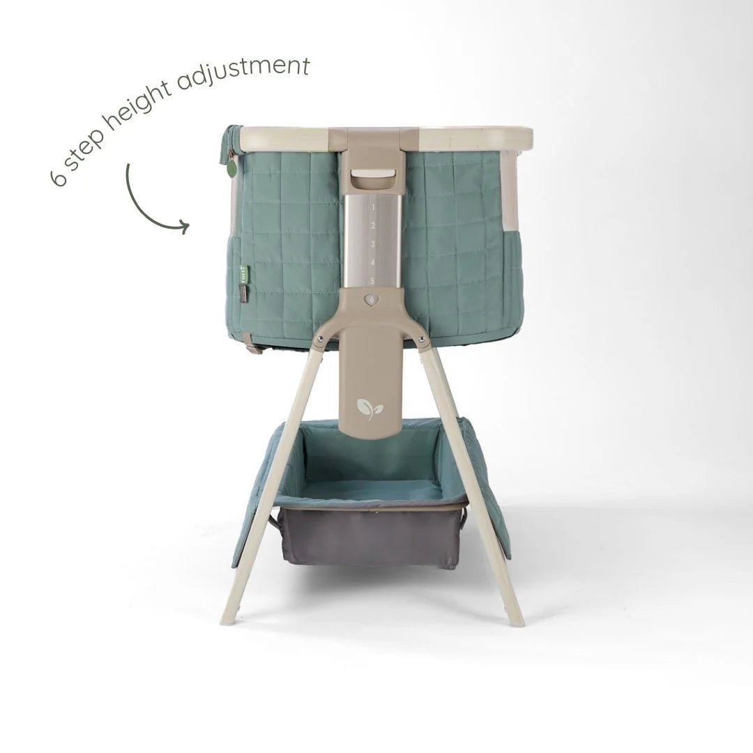 Tutti Bambini Cozee Sense Bedside Crib Whitewash Kelp