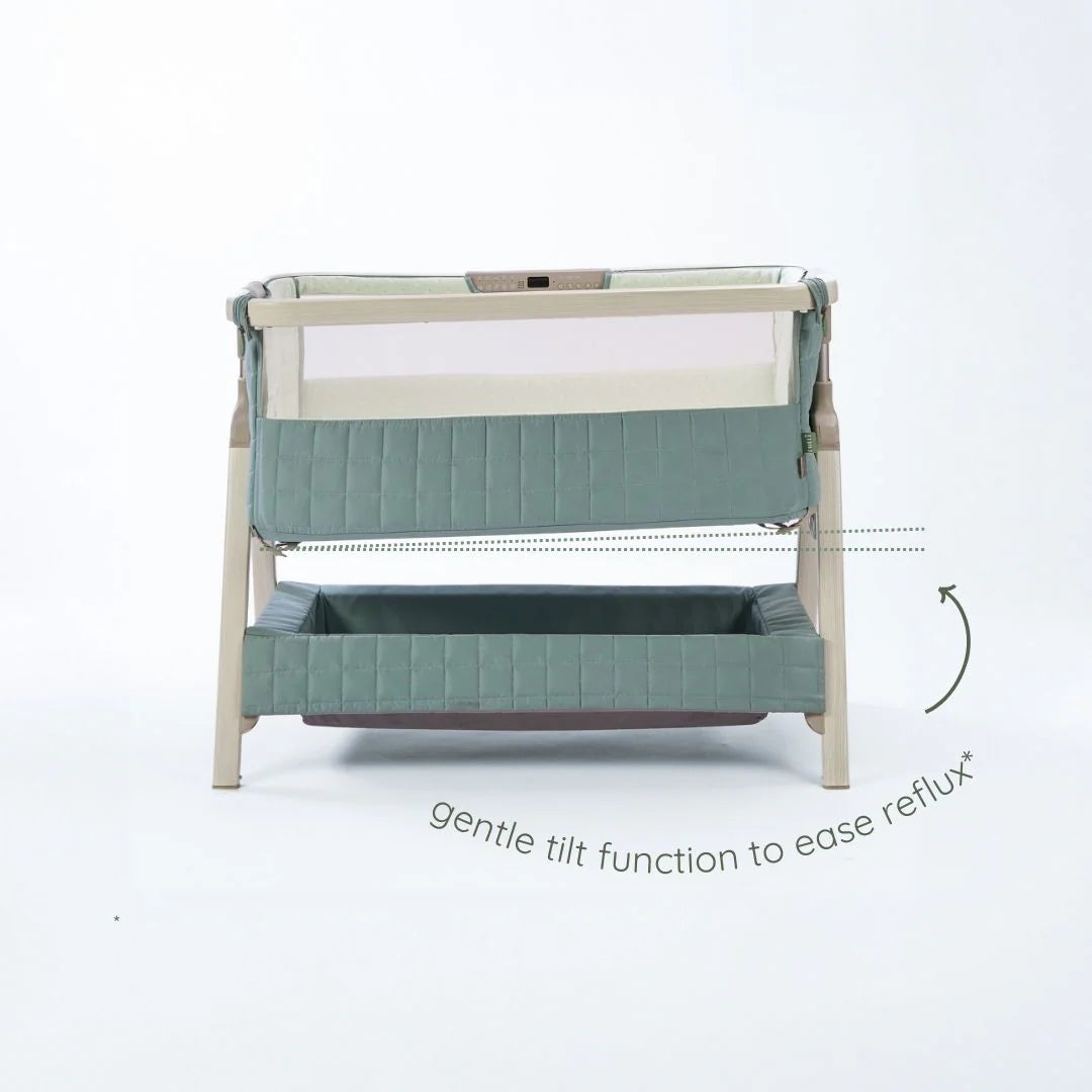 Tutti Bambini Cozee Sense Bedside Crib Whitewash Kelp