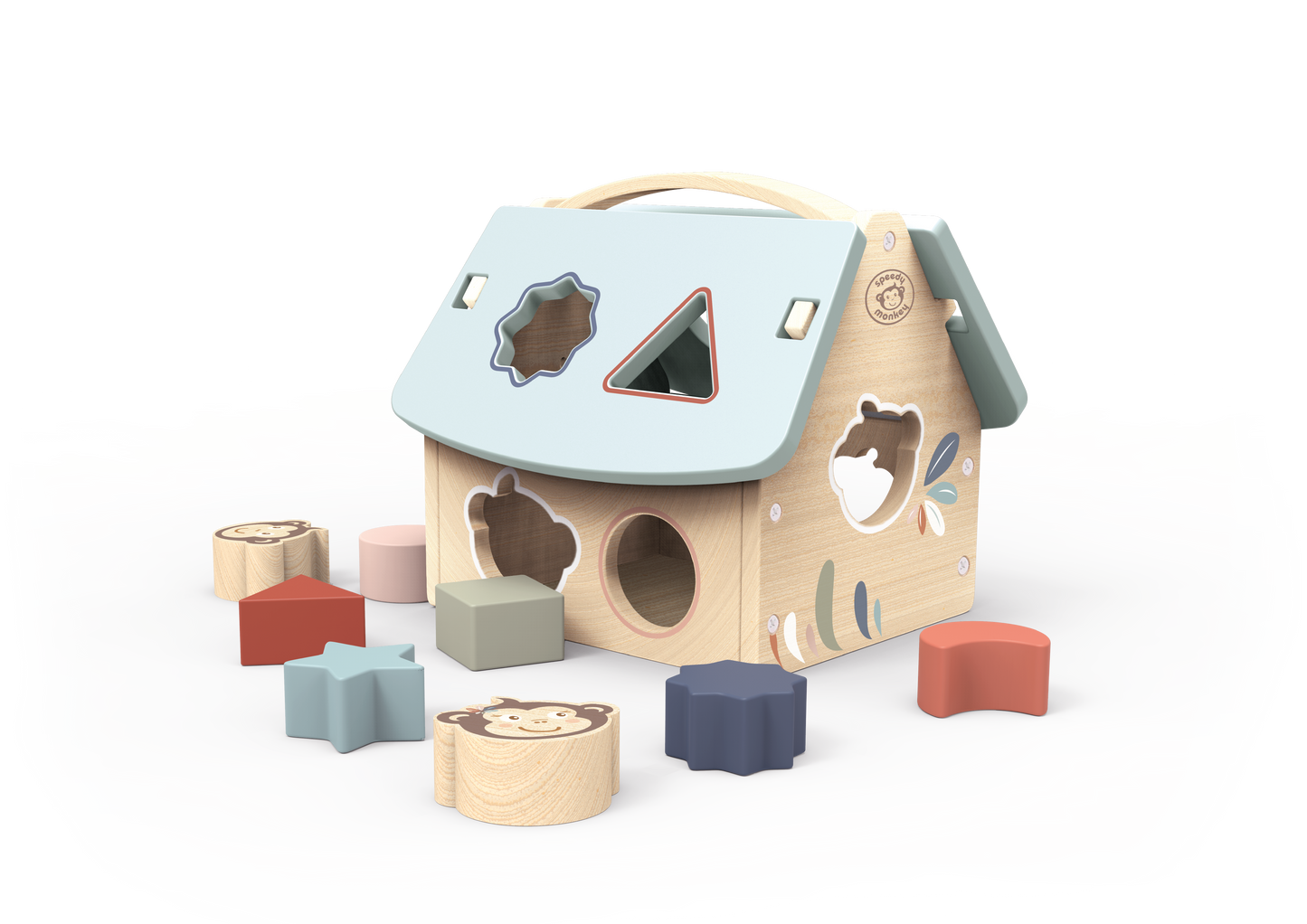Speedy Monkey House Shape Sorter w/8 Blocks