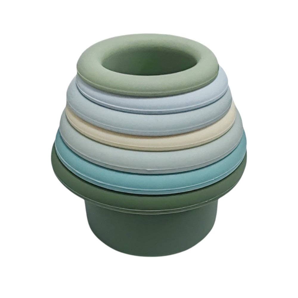 Jumini Baby Stacking Cups Blue - Montessori Stacking and Bath Toy for 6m+