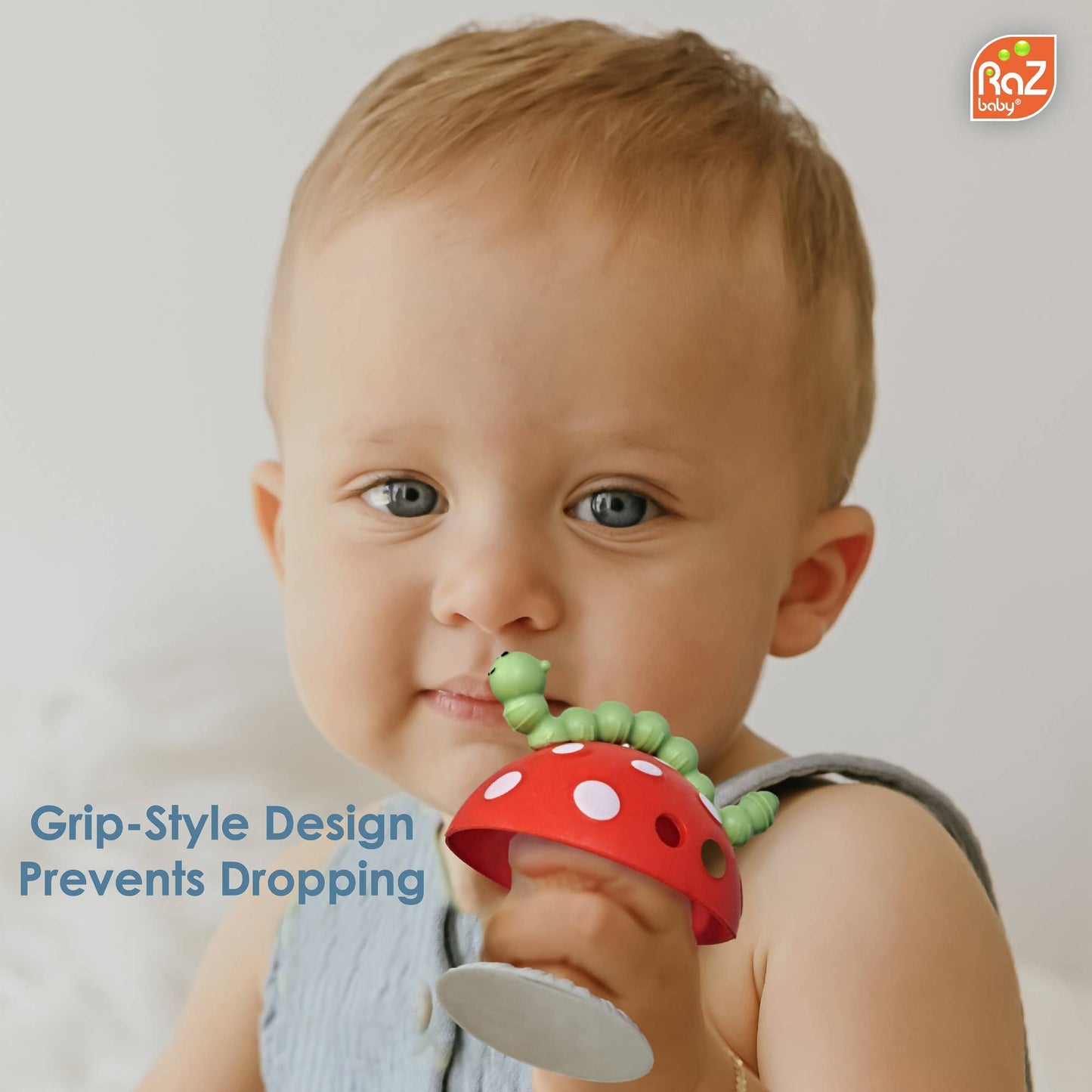 CHOMPY MUSHROOM GRIP TEETHER - RED/GREEN