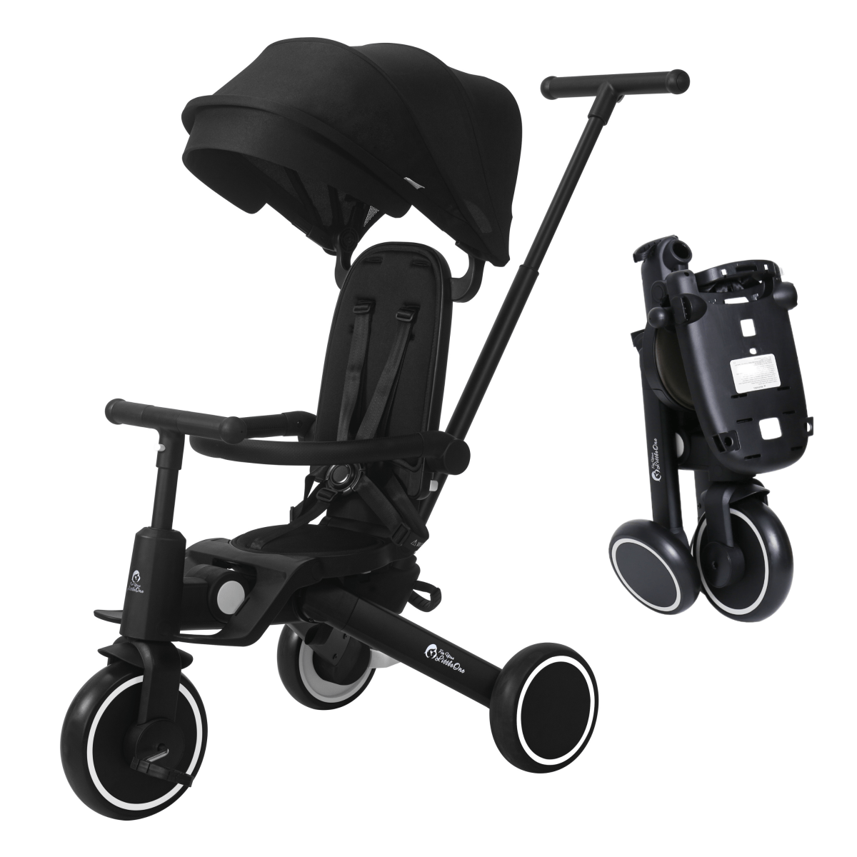 Foryourlittleone Xplor 6 in 1 Foldable Trike - Jet Black (10m-4y)