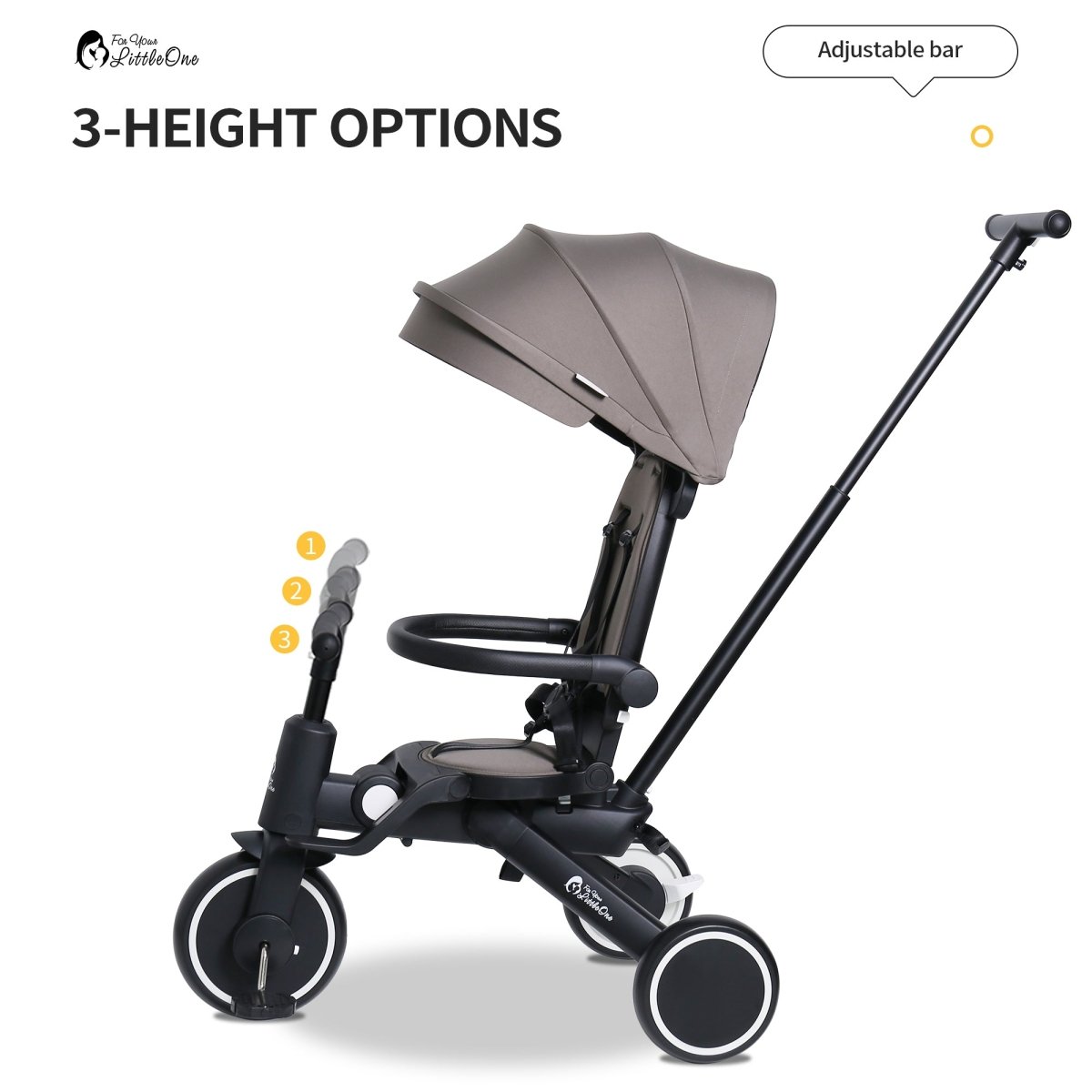 Foryourlittleone Xplor Ultimate 6 in 1 Foldable Trike - Grey Olive (10m-4y)