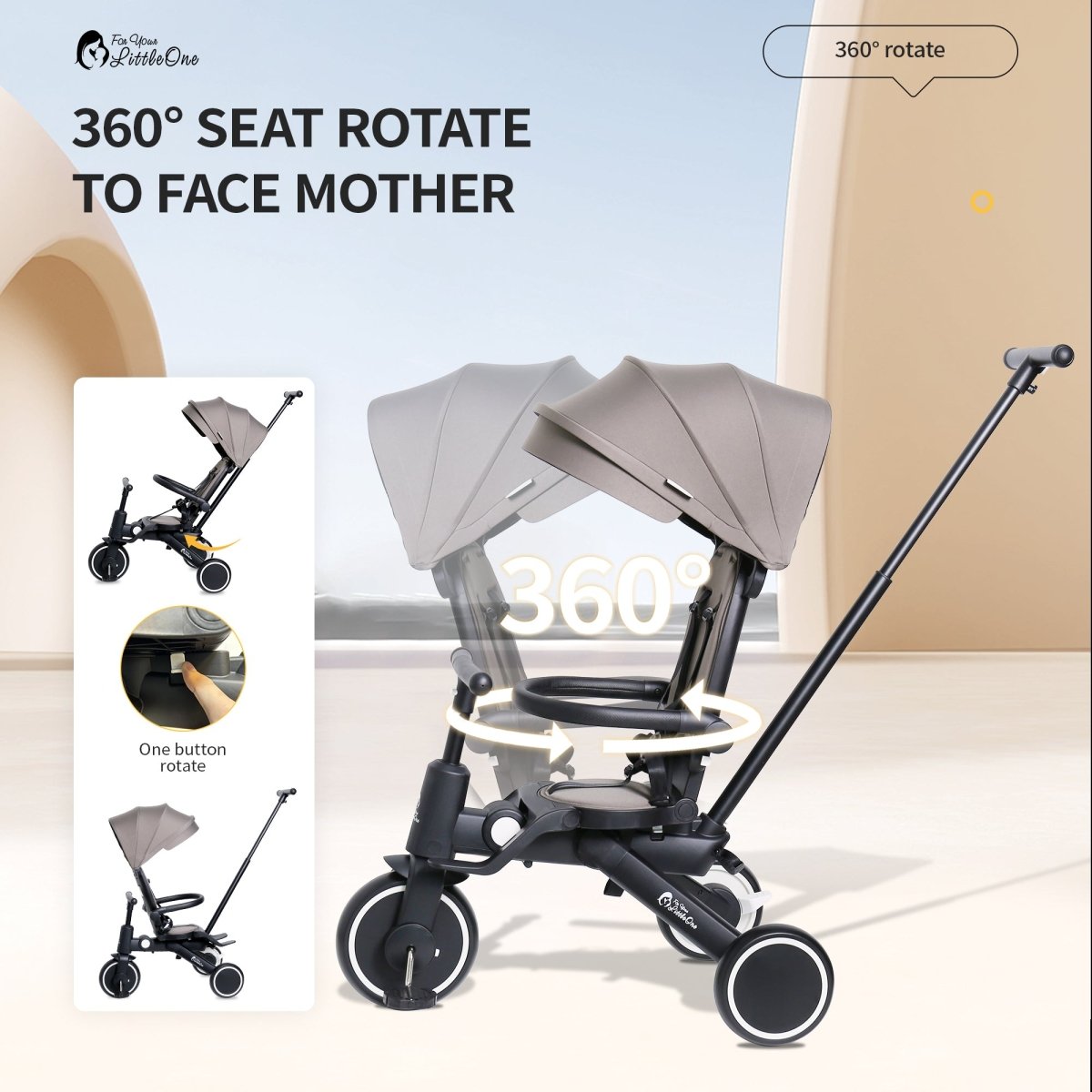 Foryourlittleone Xplor Ultimate 6 in 1 Foldable Trike - Pastel Pink (10m-4y)