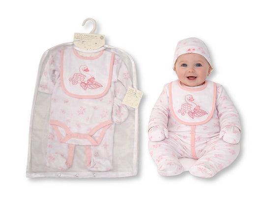 My Little Chick Baby Girls 5 pcs Layette Gift Set - Swan