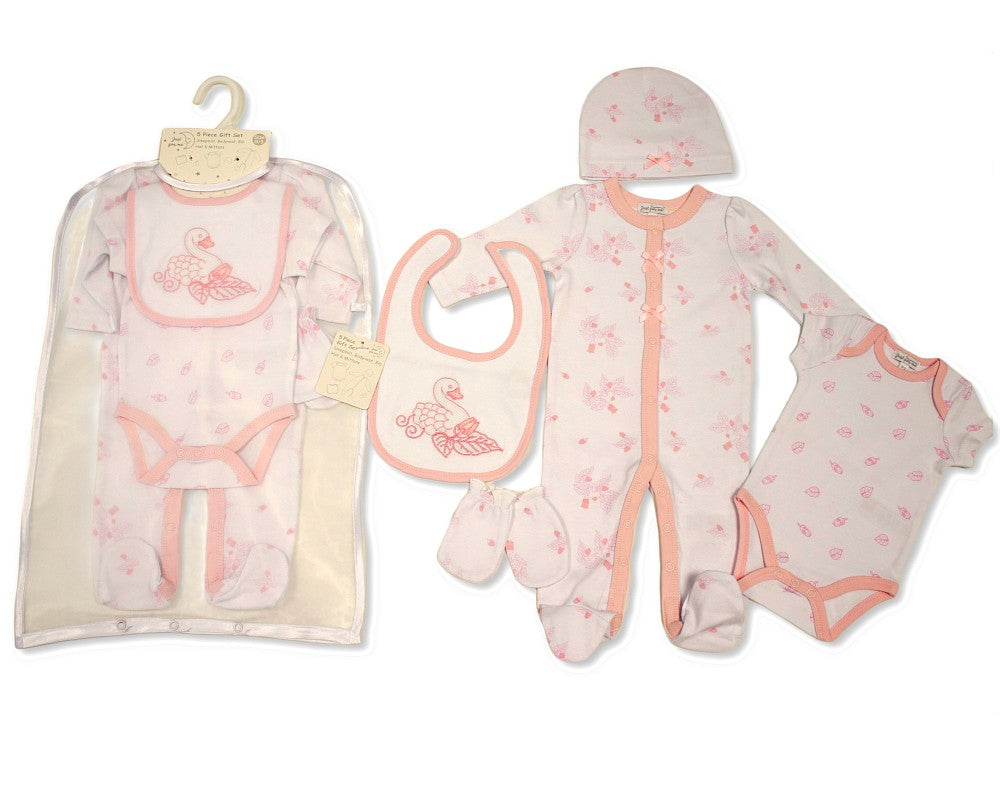 My Little Chick Baby Girls 5 pcs Layette Gift Set - Swan