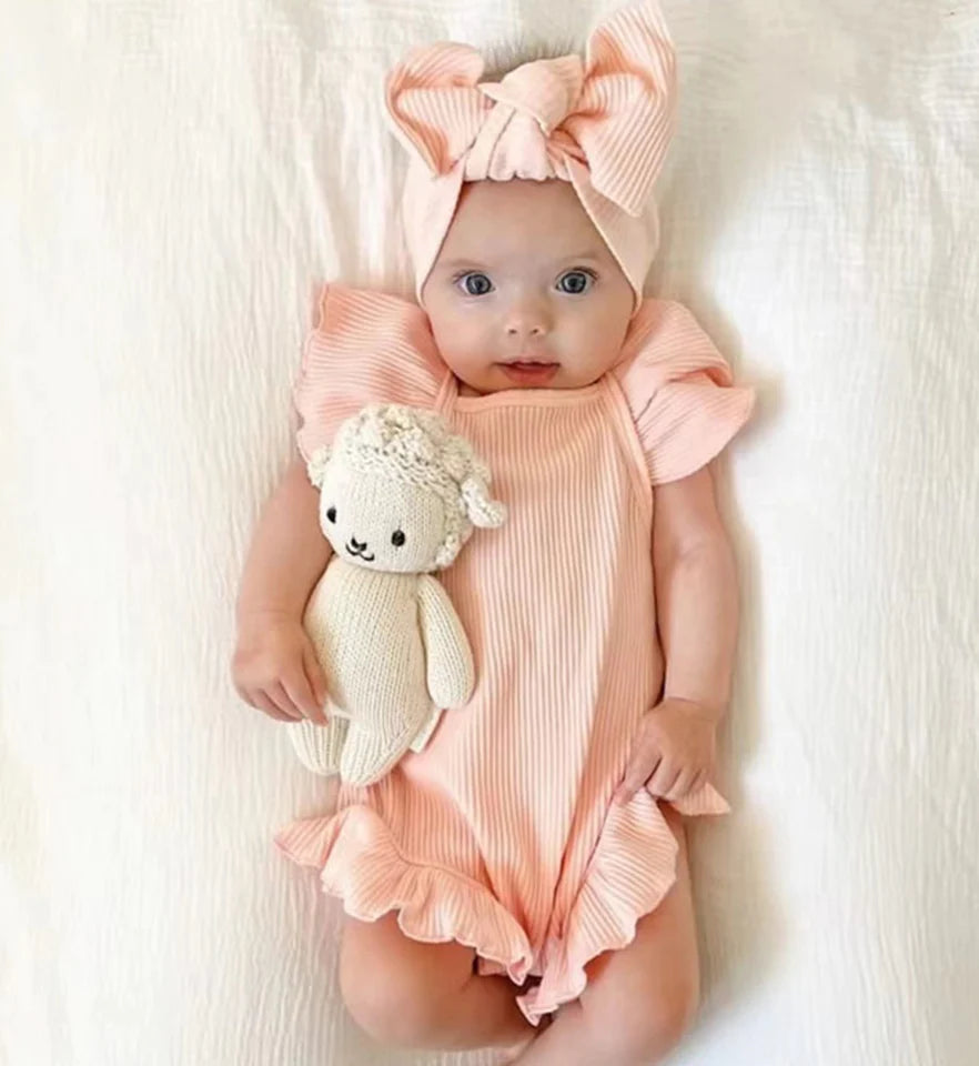 Bizzi Growin Cotton Jersey Romper And Headband Set 3 Colours
