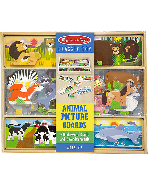 Melissa and Doug Animal Picture Board - 8 Double-Sided Boards & 16 Wooden Animals