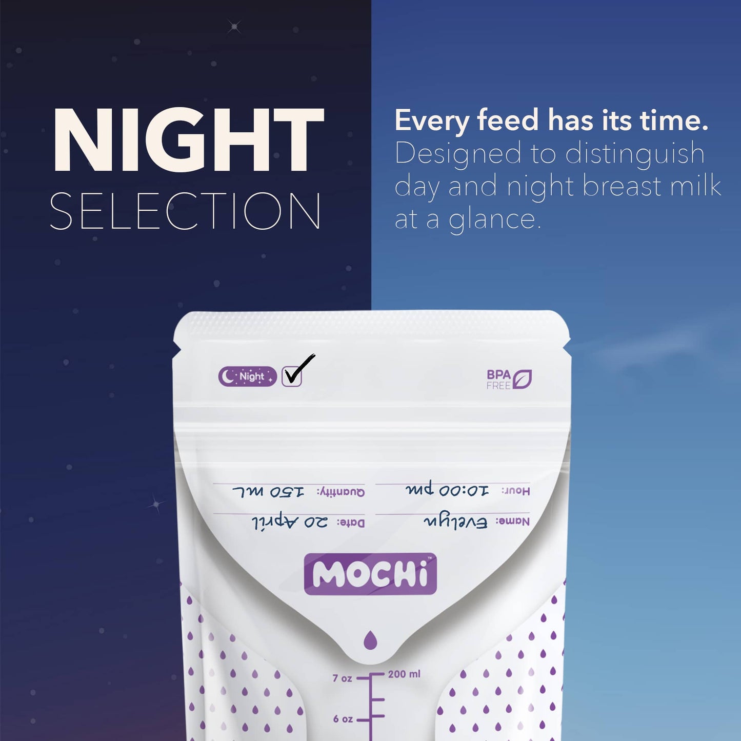 MOCHi Breast Milk Storage Bags – Double-Layered, BPA-Free