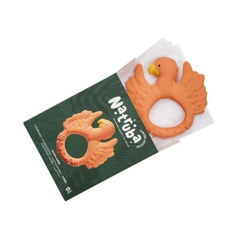 Nibbling Natruba Natural Rubber Teether Parrot - Orange