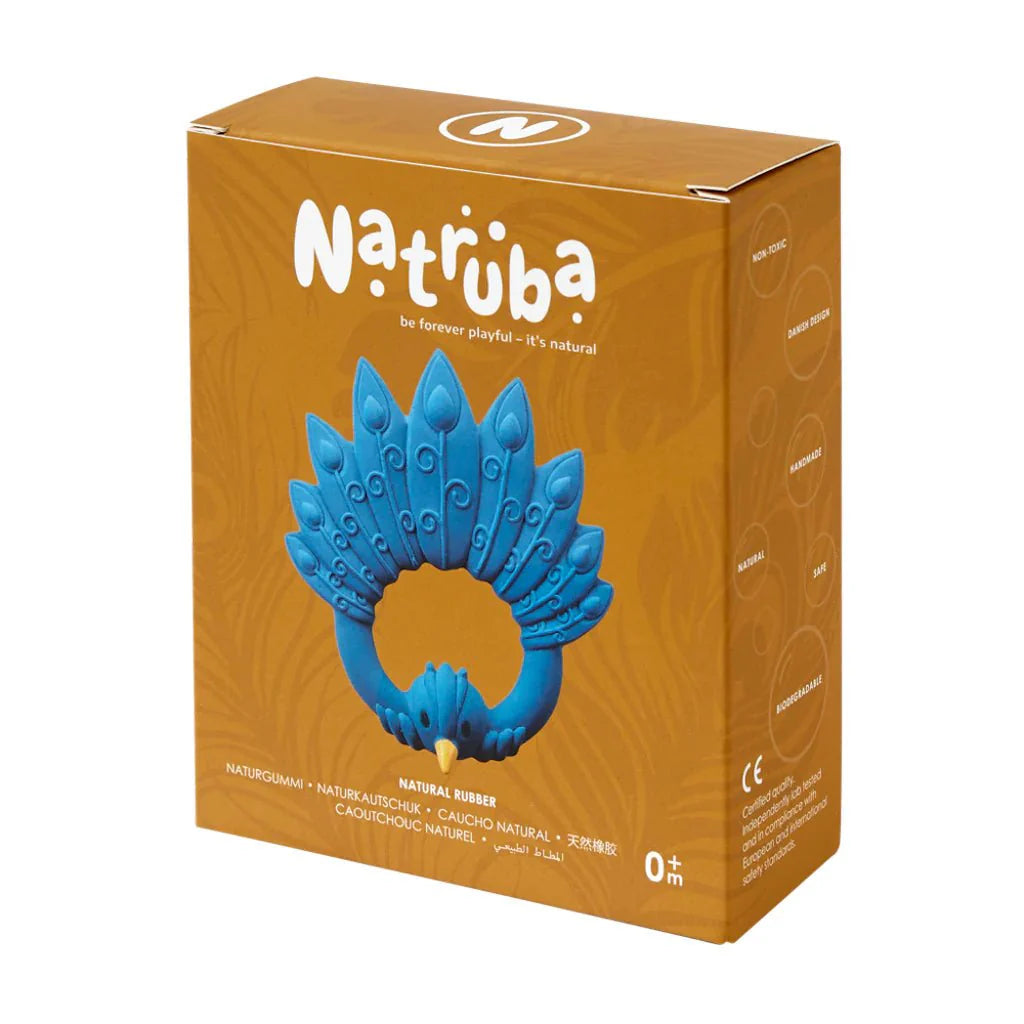 Nibbling Natruba Natural Rubber Teether Peacock - Blue