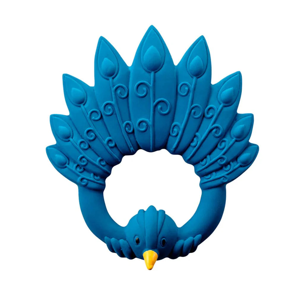 Nibbling Natruba Natural Rubber Teether Peacock - Blue