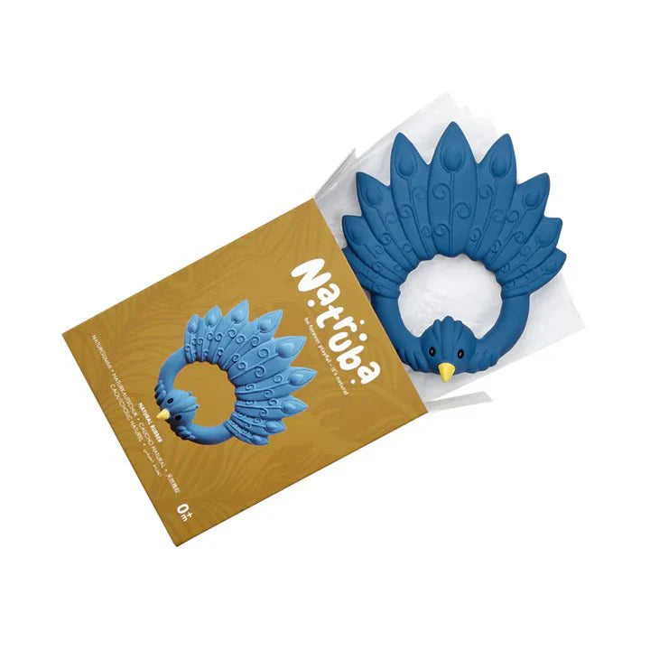 Nibbling Natruba Natural Rubber Teether Peacock - Blue