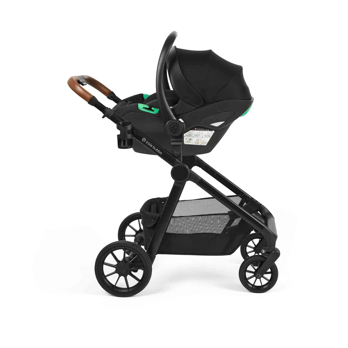 Ickle bubba Virgo Growing Family 14 Piece Travel System Black with i-Size Nimbus Car Seat & Spin ISOFIX Base