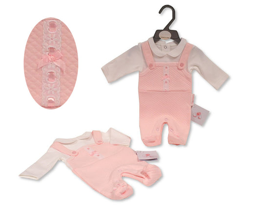 Tiny Chick Premature Baby Girls Faux 2 pcs Set with Lace and Bow