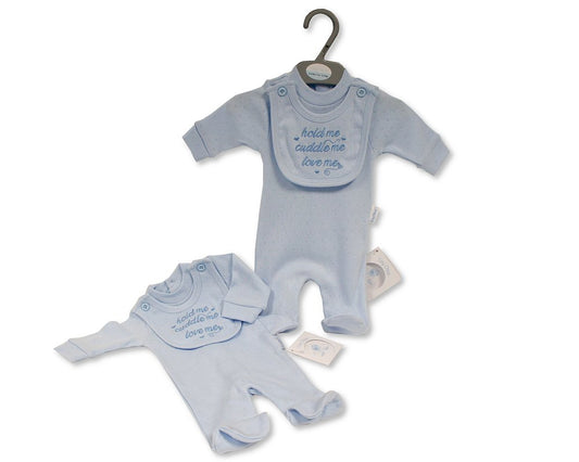 Tiny Chick Premature Baby Boys All in One with Bib - Hold Me