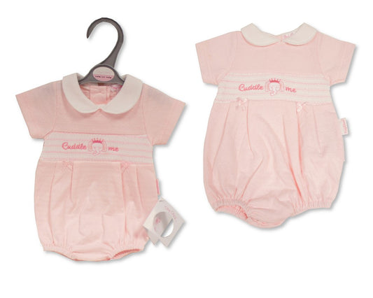 Tiny Chick Premature Baby Girl Romper with Smocking - Cuddle Me