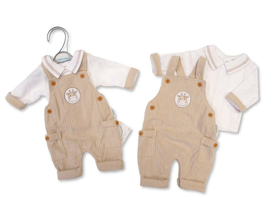 Tiny Chick Premature Baby 2 pcs Dungaree Set - Giraffe