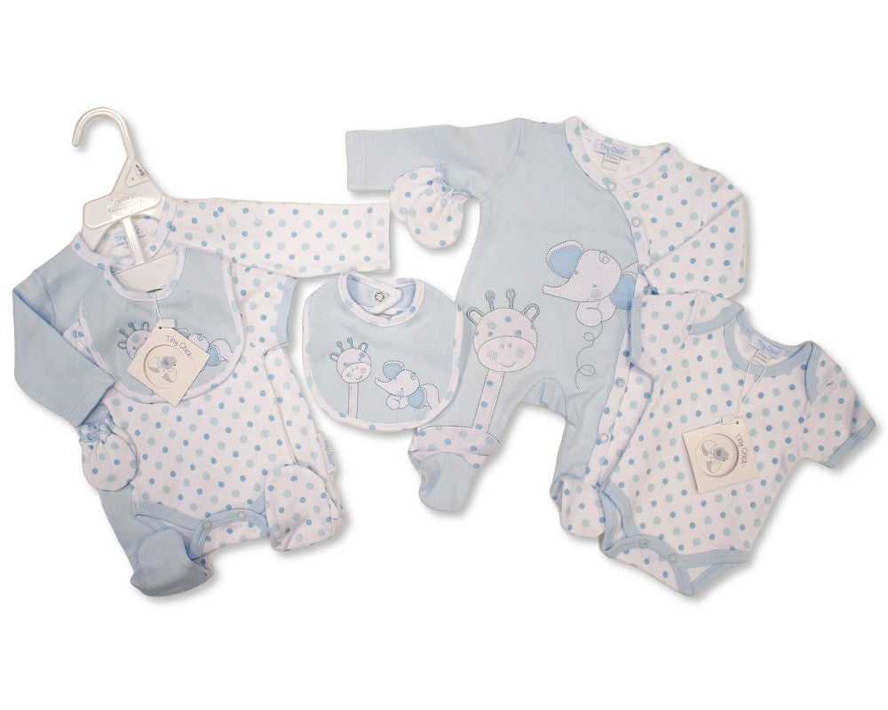 Tiny Chick Premature Baby Boys 4 Pieces Set - Elephant and Giraffe