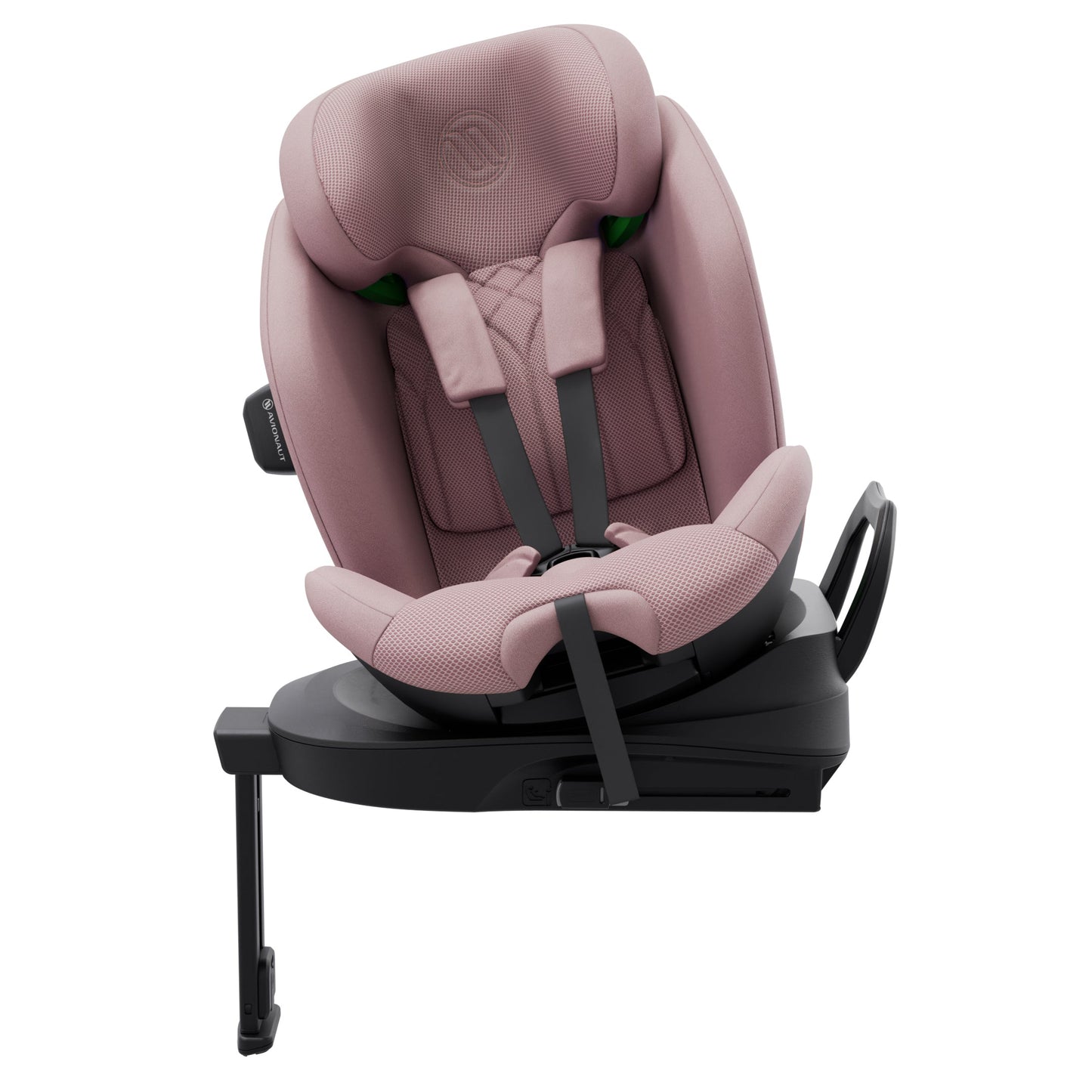 Pink and black car seat on a white background