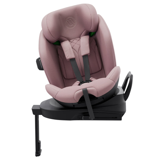 Pink and black car seat on a white background