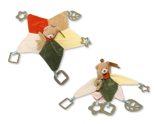 Cute & Co Baby Bear Comforter with Crinkle Paper, Teethers and Rings