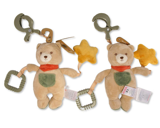 Cute & Co Baby Activity Bear with Clip, Teether and Squeaker