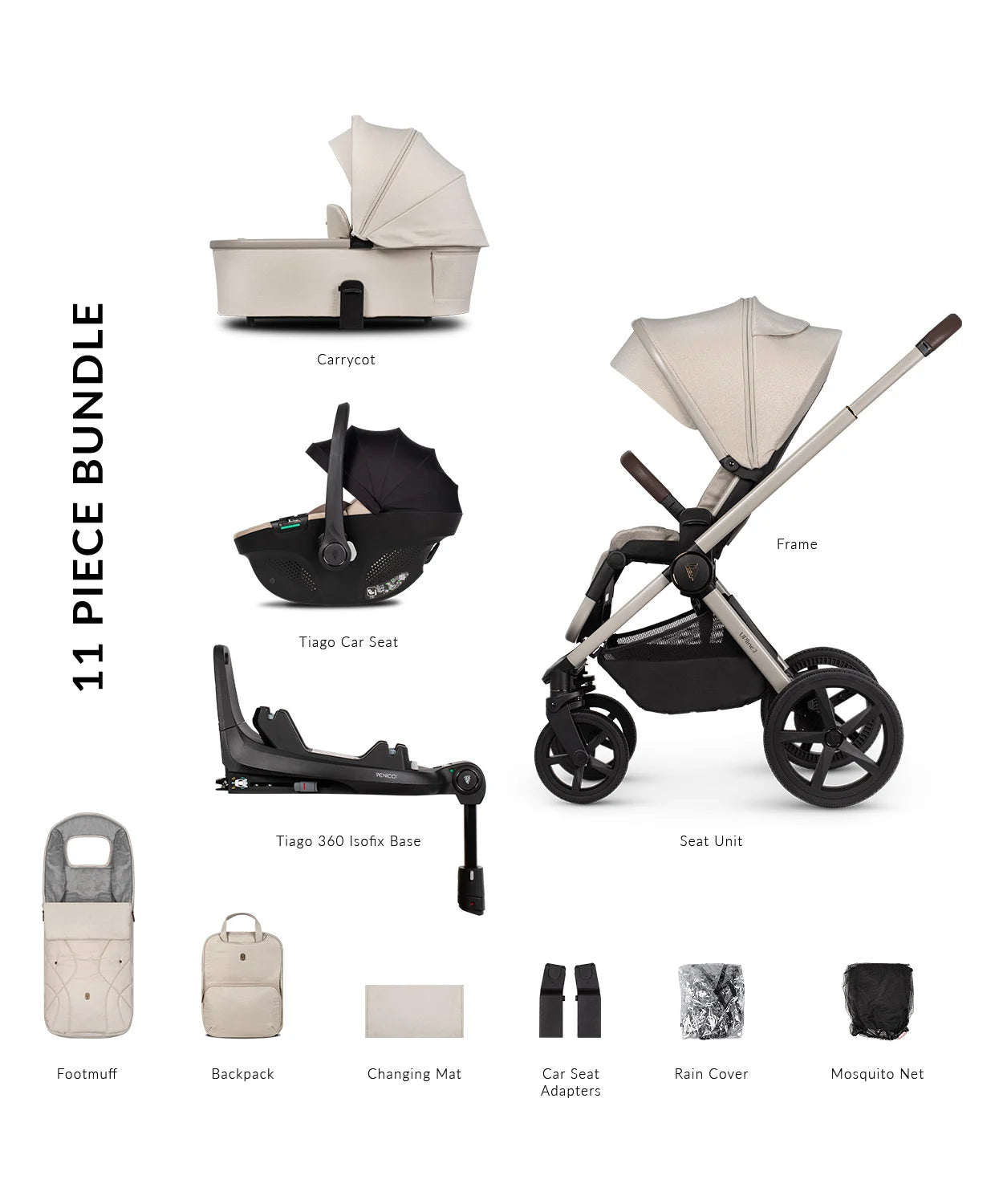 Venicci Tinum Upline 2 Stone Beige Pram