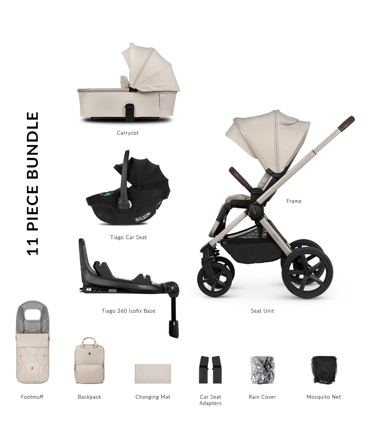 Venicci Tinum Upline 2 Stone Beige Pram