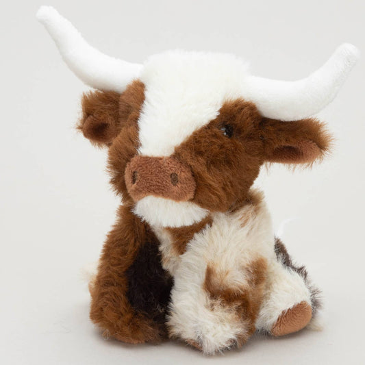 Jomanda Mini Texas Longhorn Highland Cow Cream/Brown With Pop up Box