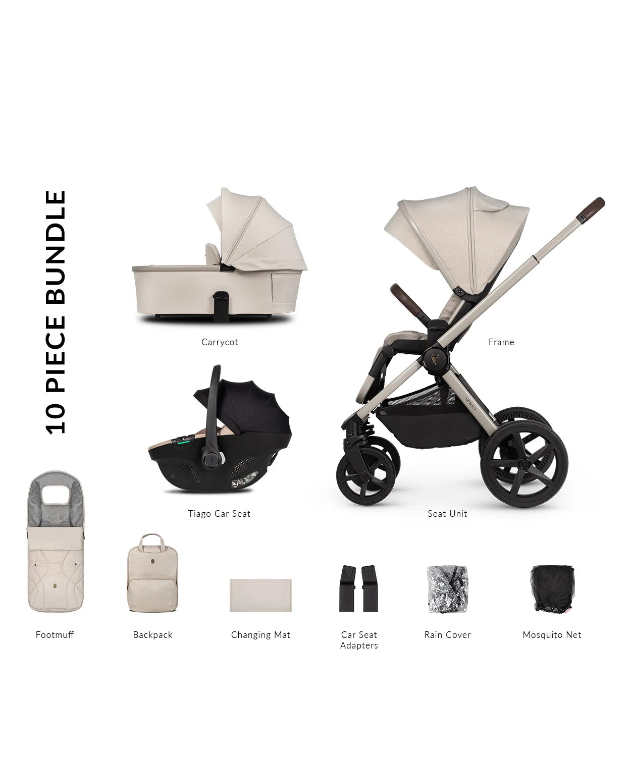 Venicci Tinum Upline 2 Stone Beige Pram